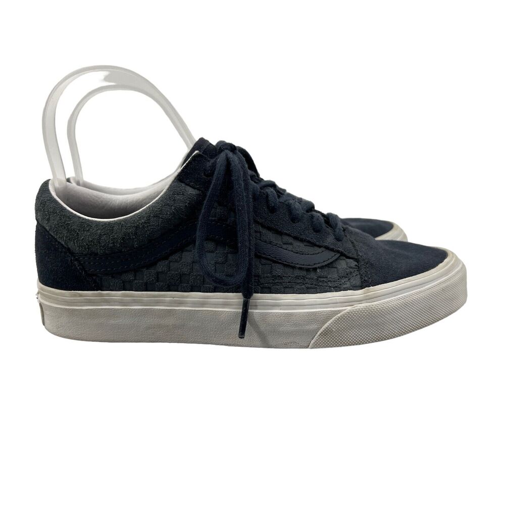 Vans Old Skool Skate Shoe Womens 6.5 Chalkboard Gray Weave Woven Suede Sneaker